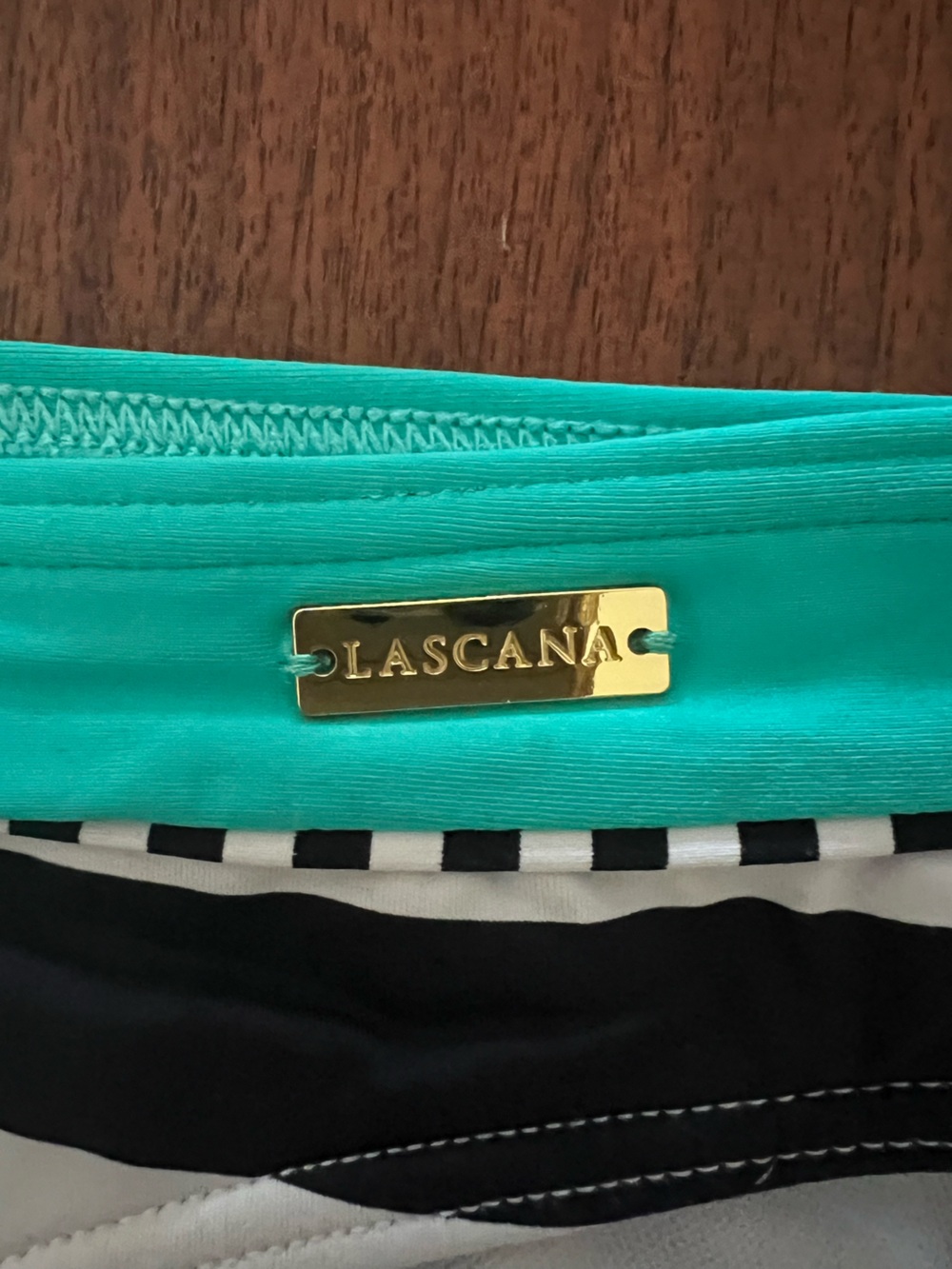 Venus Black & White Stripe Bikini with Teal Trim, Lascana style - Picture 5 of 6